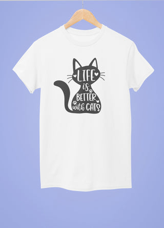 Life is Better with Cats Half Sleeve T-Shirt