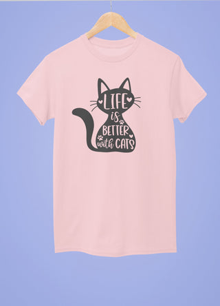 Life is Better with Cats Half Sleeve T-Shirt