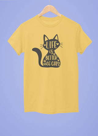 Life is Better with Cats Half Sleeve T-Shirt